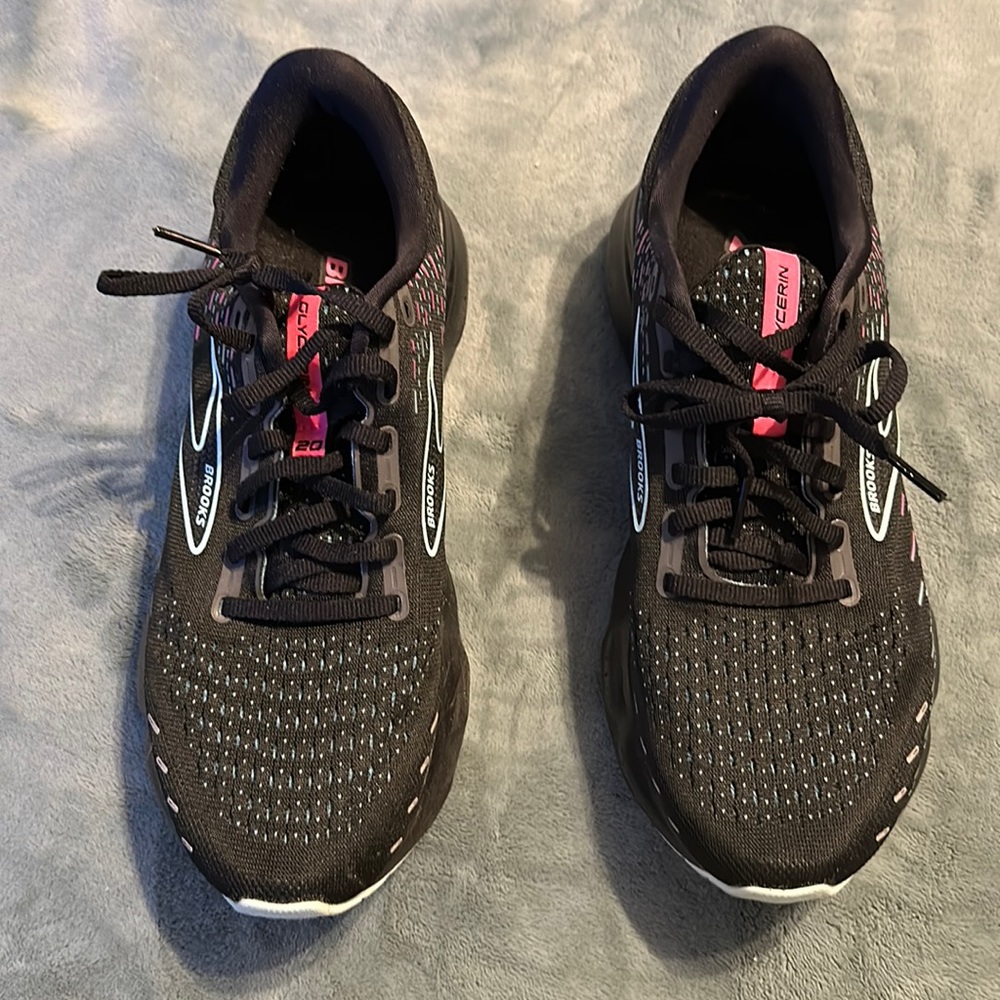 Brooks women’s sneakers size 11 black with hot pink and mint color